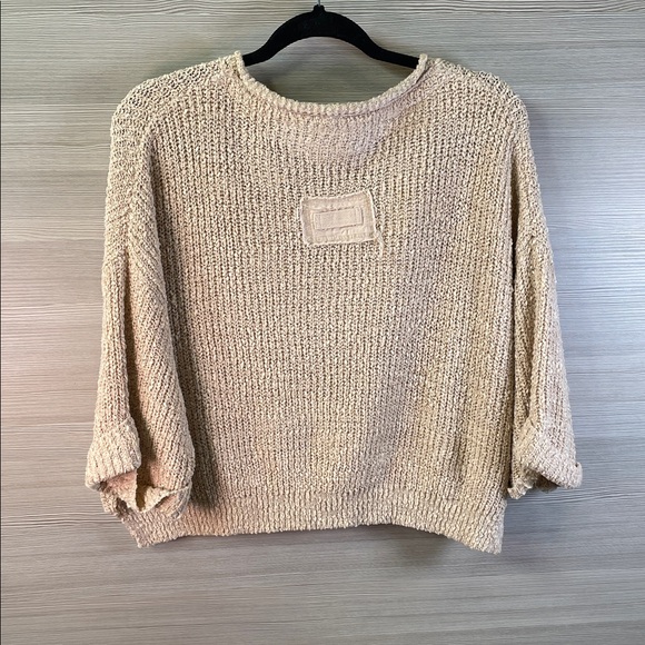 ILLA ILLA Oversized Oatmeal Textured V-Neck Cropped Sweater | Small - Picture 3 of 10